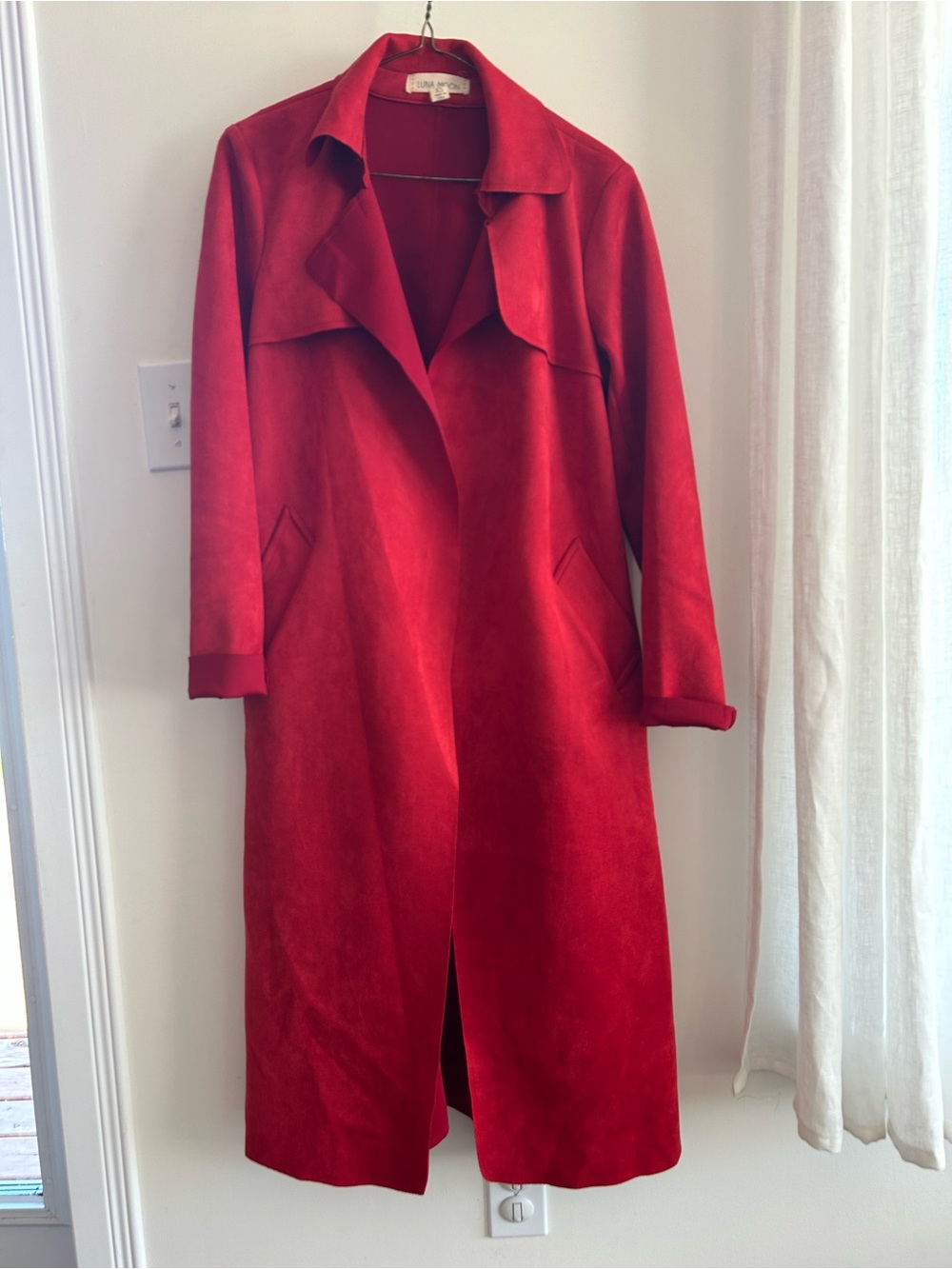 Red Suede Luna Moon Trench Coat
